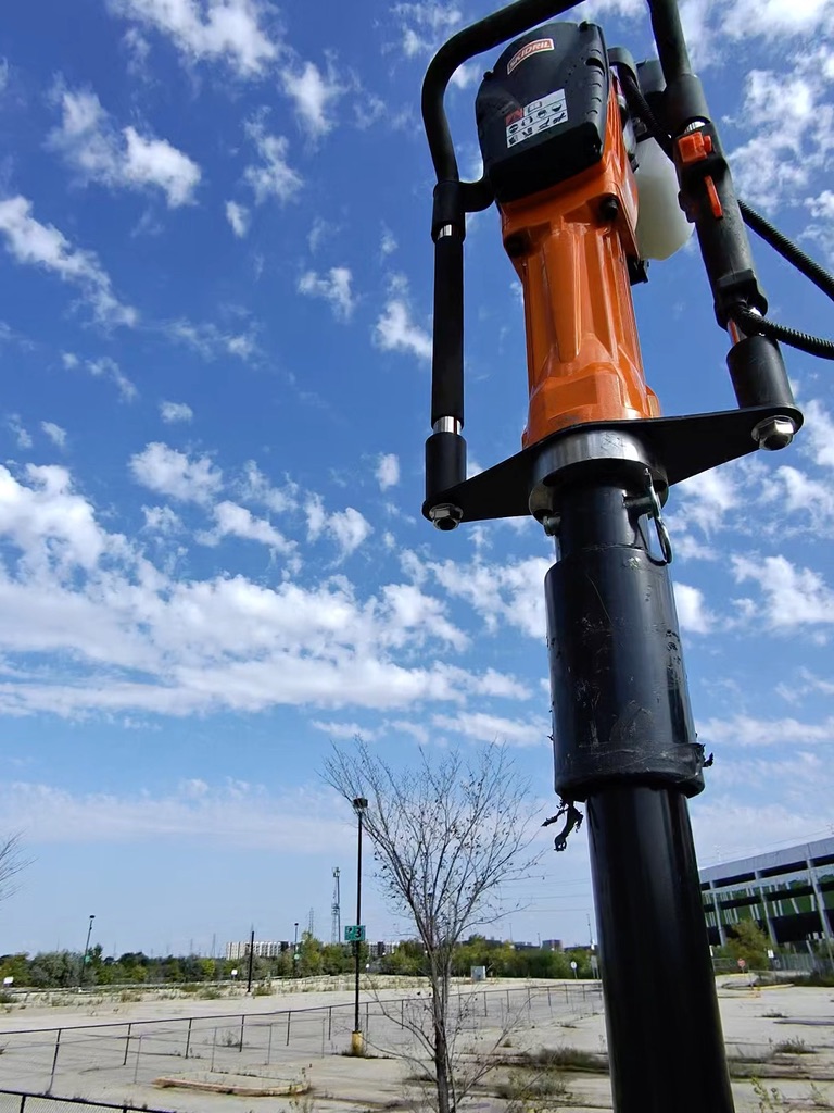 Fence post installation with pneumatic driver